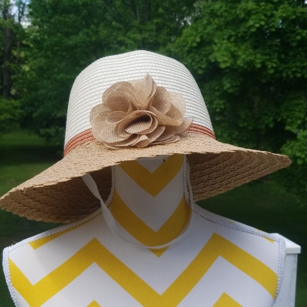 Adorable sun hat with flower, optional chin strap